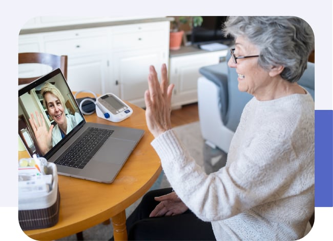 Counseling client greeting her counselor virtually